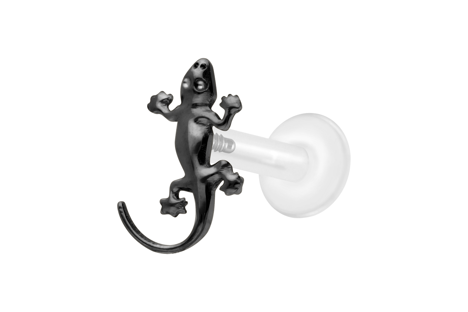 PTFE Labret Piercing mit Innengewinde + Titan-Aufsatz GECKO